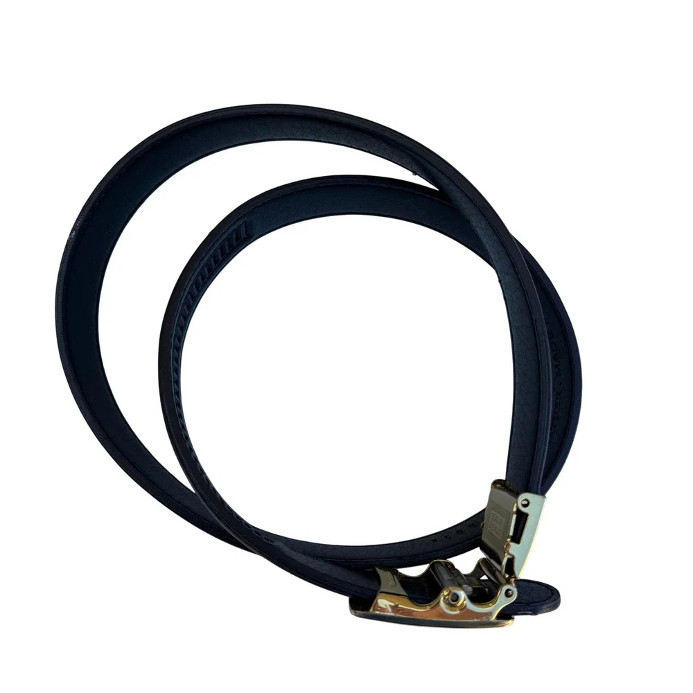 Flex Mens Vintage Ratchet Belt Dark Brown‎ Genuine Leather Gold Buckle Made USA